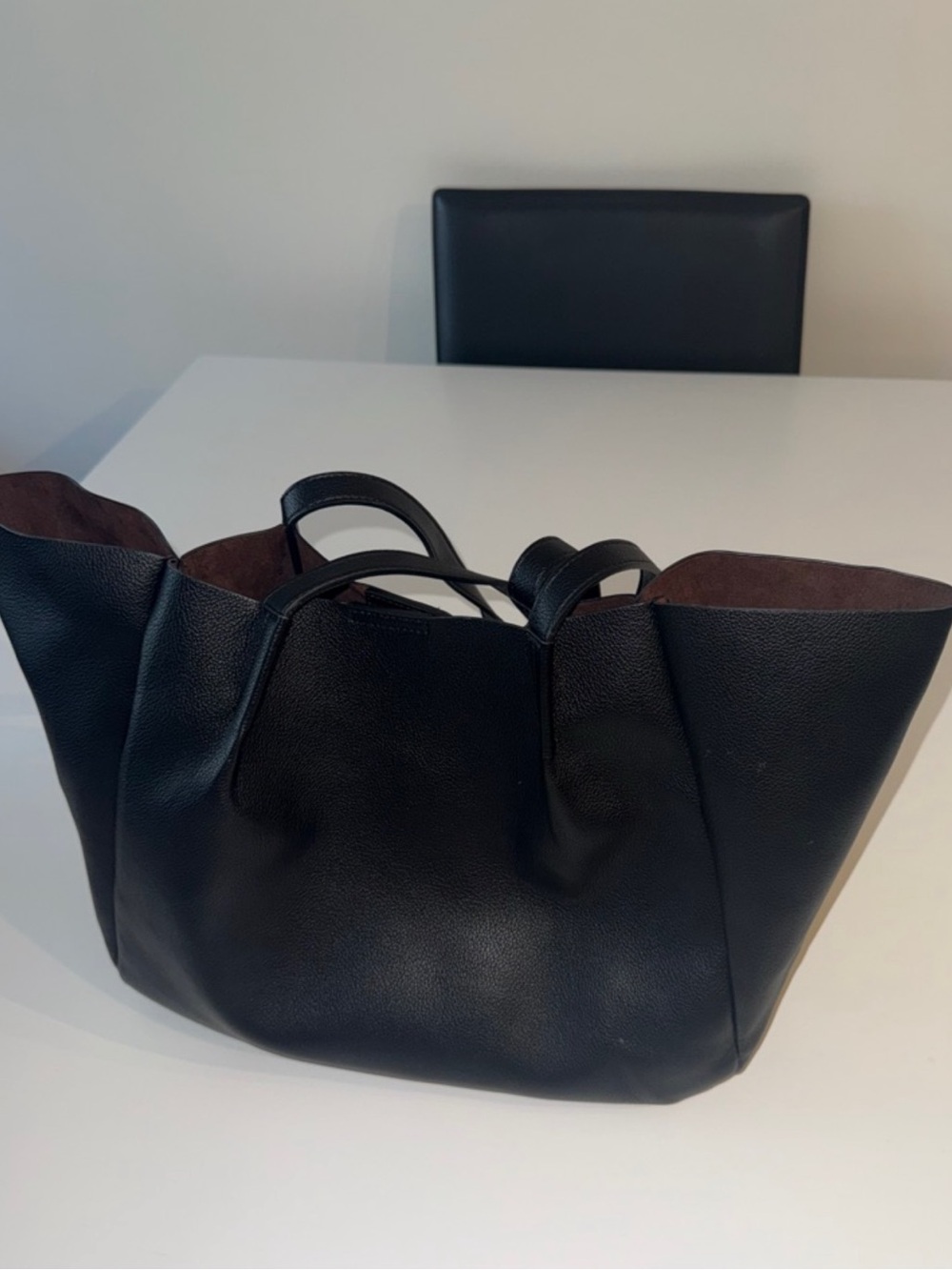 Classic Black Leather Tote Bag